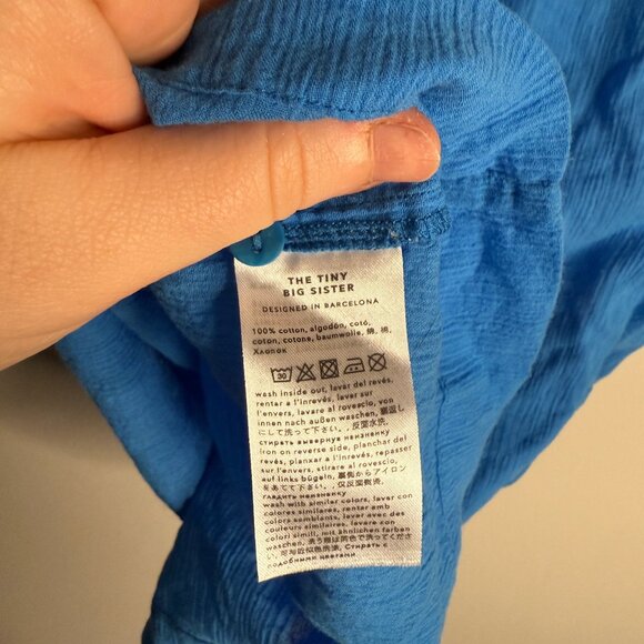 The Tiny‎ Big Sister Women's Size 40 Blue Embroidered Star Top Blouse - Picture 4 of 4